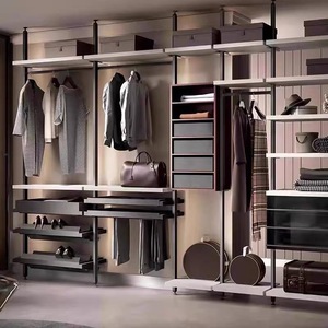 Armario Moderno Personalizado OUGOO de Aluminio con Puertas Corredizas de <span class=keywords><strong>Cristal</strong></span>, Luces LED, Estantes y 5+ Cajones, Mueble Independiente para el Hogar - Product Image 1