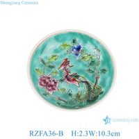 RZFA33/RZFA34 -- seri warna Pastel Pink hijau biru latar belakang bunga Phoenix dan pola burung 10/8/4 inci piring datar keramik