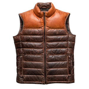 Custom Designed High Quality Genuine <b>Sheepskin</b> Leather Casual Puffer Vest Quilted 100% Polyester Filled Quick Dry Winter - Product Image 1