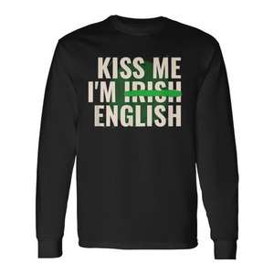 Camiseta de manga larga Kiss Me Im Irish English para el Día de San Patricio - Product Image 1
