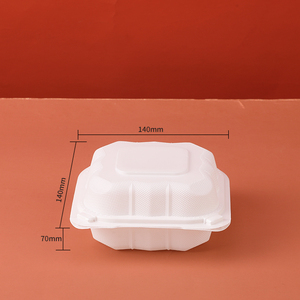 Recipientes biodegradables de comida de plástico para llevar de Hamburgo con tapas - Product Image 5