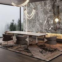 Ensemble de table à manger de luxe en marbre 6/8 places, design moderne, utilisation hôtel et villa, garantie 10 ans