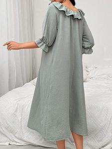 Robes de nuit amples de maternité avec col à volants et nœud sur le devant, pyjamas en coton, robe de nuit de maternité pour femmes - Product Image 5