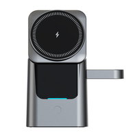 Chargeur sans fil magnétique pliable 3-en-1 15W QC3.0 Type-C pour téléphone portable, montre connectée et écouteurs
