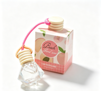 Mini diffuseur de voiture suspendu en verre moderne, motif fruits, emballage carton de lait, bouchon en bois naturel, désodorisant longue durée, pendentif