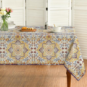 Handmade Indian Block Print Tablecloths | Christmas Tablecloth Cotton <b>Table</b> <b>Cover</b> | Floral Dining <b>Table</b> Decoration - Product Image 6