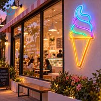 Enseigne néon LED personnalisée en acrylique pour crème glacée, décoration murale lumineuse pour café, pâtisserie, restaurant, bar, magasin d'alimentation, décoration intérieure