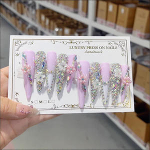 <span class=keywords><strong>Uñas</strong></span> <span class=keywords><strong>Postizas</strong></span> <span class=keywords><strong>de</strong></span> Lujo Hechas a Mano en 3D, <span class=keywords><strong>Uñas</strong></span> <span class=keywords><strong>de</strong></span> Estilete Largas <span class=keywords><strong>con</strong></span> Diseño <span class=keywords><strong>de</strong></span> Mariposa, Adornadas <span class=keywords><strong>con</strong></span> Diamantes <span class=keywords><strong>de</strong></span> Imitación - Product Image 2