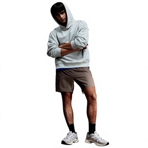 Sudadera con Capucha Gris Claro para Hombre, Corte Regular, Felpa Francesa, Color Sólido Informal, Estilo Otoñal, Tejido de Punto, Manga Larga - Product Image 3