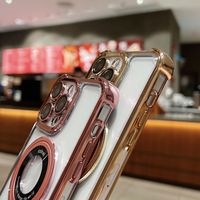 Coque de téléphone tendance avec support et placage pour iPhone 15 Pro Max 14 13 12 11, protection antichoc des quatre coins
