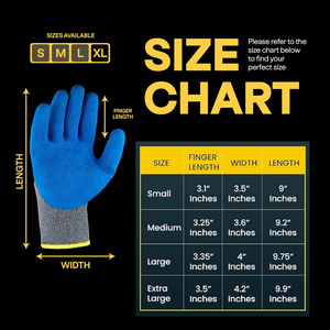 ถุงมือทำงานแบบมืออาชีพเคลือบยางสีน้ำเงิน ขนาด 10 เกจ ผลิตจากผ้าฝ้าย ป้องกันการลื่น ระบายอากาศได้ดี สวมใส่สบาย - Product Image 3