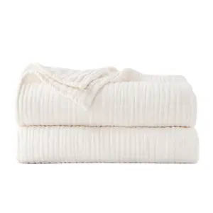 Büyük boy pamuk Muslin atmak battaniye kanepe için yumuşak rahat hafif yatak atmak battaniye yetişkinler için 90x90 inç battaniye