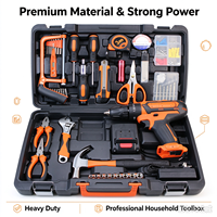 Ensemble d'outils électriques de 60 pièces avec perceuse sans fil et perceuse à percussion, kit d'outils de réparation multifonctionnel pour la maison, boîte en plastique