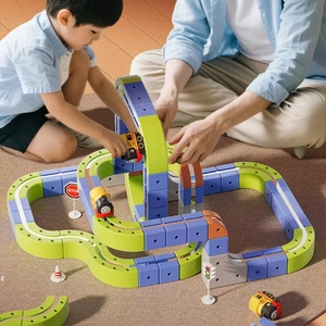 Pistas de Carreras de Plástico, Material Ecológico, Escala 1:4, Pista de Ensamblaje DIY para Niños, Rompecabezas Infantil, Succión Magnética Eléctrica de Alta Potencia - Product Image 1