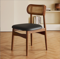 Chaise de salle à manger en bois massif et rotin, style vintage, dossier mi-siècle, siège rembourré, design minimaliste, origine Chine, pour la maison