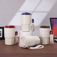 Mug isotherme en acier inoxydable de 480 ml avec couvercle à paille rabattable, pour voiture, bureau, usage quotidien, voyage, garde au chaud et au froid 6 à 12 heures