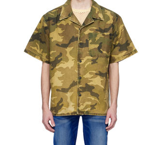 Europe élégant coton toile imprimé graphique surchemises hommes motif <span class=keywords><strong>camouflage</strong></span> lavé à l'acide Streetwear chemises d'été - Product Image 1