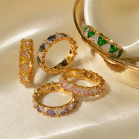 Bijoux fantaisie, bague personnalisée en acier inoxydable plaqué or 18 carats, zircon, bague glacée pour femmes