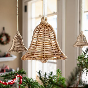 Mini Natural Rattan Bells Pendant Fashion <b>Christmas</b> Decoration Wicker Bell <b>Tree</b> <b>Hanging</b> Ornament Eco-Friendly Handicraft Decor - Product Image 1