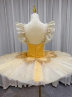 Costume de danse professionnel Tutu de Ballet doré femmes taille personnalisée compétition de Performance tutu robe vêtements de danse de scène
