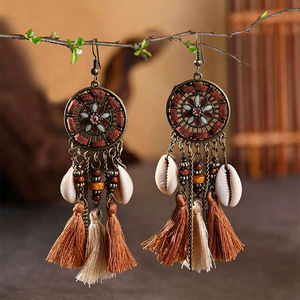 Pendientes Largos de Aleación <span class=keywords><strong>con</strong></span> Borlas Estilo Bohemio Étnico para Mujer, Accesorios de Fotografía para Vacaciones y Viajes, Venta al por Mayor para Regalo de Cumpleaños - Product Image 2