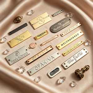 Wholesale Personalized Metal <b>Name</b> Label Custom Engraved Brand Logo Metal <b>Tag</b> for Garment Scarves Shoes Apparel - Product Image 1