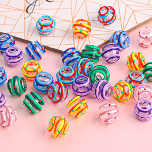 Venta al por mayor de abalorios de cristal hueco pintados a mano de 14mm, abalorios artesanales, abalorios DIY, Material de cuentas, pendientes, accesorios de pulsera - Product Image 1