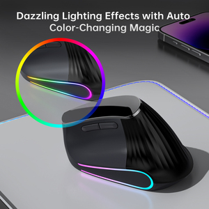 Ratón ergonómico vertical 6D con clic silencioso, inalámbrico BT, retroiluminación RGB, óptico, para diestros, con rueda de velocidad. - Product Image 2
