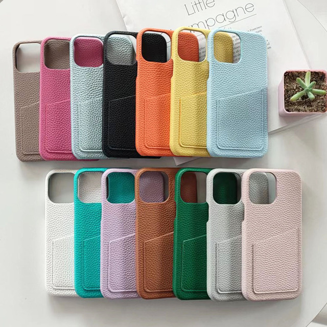 Mobile Phone Accessories for iPhone 7 to 16 Pro Max Lychee PU Leather Card Wallet Phone case Back Cover