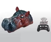 Bateau Hippopotame Télécommandé Électrique 2,4 GHz avec Tête d'Animal Réaliste, Pulvérisation d'Eau et Son, Fonction Suivez-Moi