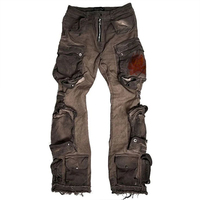 DiZNEW 2025 Jeans en denim Hip-hop avec plusieurs poches Design utilitaire multi-poches personnalisé avec fermetures à rabat renforcées