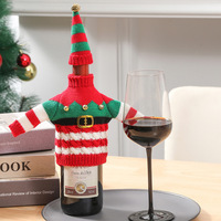 Weihnachten Neujahr Abendessen Tisch dekoration Pullover Kleid ELF Kleidung Set Weihnachten Weinflasche Abdeckung Tasche für festliche Dekorationen