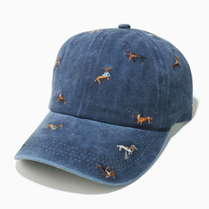 Casquette de baseball en coton délavé multicolore avec broderie mini chien, casquette snapback décontractée réglable, chapeau de soleil polyvalent pour l'extérieur - Product Image 2