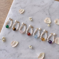 Boucles d'oreilles créoles en pierre naturelle pour femmes, tendance, avec perles de pierres précieuses colorées, bijoux de mode pour mariage, vente en gros