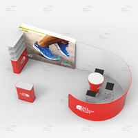 Stand d'exposition modulaire portable et pliable, présentoir de salon professionnel, écran de fond en tissu, étagère et comptoir