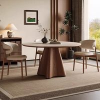 Combinaison table et chaises en bois massif, petit salon, couleur noyer, table à manger circulaire simple