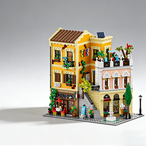 XMORK 10216 Briques de construction de supermarché et d'hôtel Roman Corner, scène de rue moderne de la ville, jouet assemblé pour garçons et filles à collectionner - Product Image 1