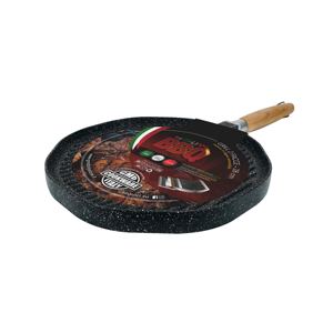 Griglia Gmd Cookware Italy a 2 Lati 28 Cm Antiaderente in Alluminio Pressato con Manico in Legno per Barbecue - Product Image 1