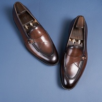 Mocassins en cuir pleine fleur pour hommes, chaussures habillées à boucle, à enfiler, pour le bureau et les occasions formelles, décontractées, pointures 37-48