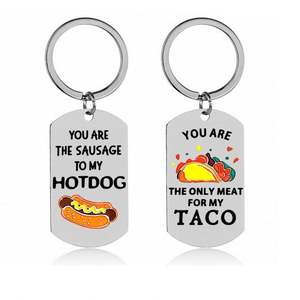 Drôle Valentine I Love Cadeaux Vous êtes la seule viande pour mon Taco Porte-clés en métal personnalisé Cadeau de Noël de mariage Porte-clés pour couple - Product Image 1