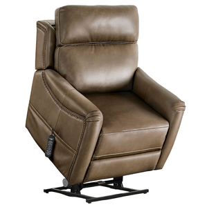 Poltrona Reclinabile Stile Transizionale con Seduta in <span class=keywords><strong>Pelle</strong></span>, Porta USB, Controller Cablato, Doppio Meccanismo di Sollevamento, Ergonomica e Morbida, Finitura Marrone - Product Image 1