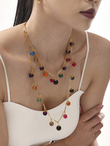 Fashionable Classic Chain Colorful Natural Stone <strong>Boho</strong> <strong>Necklace</strong> - Product Image 6