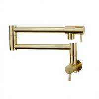 Robinet de cuisine pliable en acier inoxydable 304 avec double poignée, bec extensible et rotatif, et cartouche céramique pour évier de cuisine