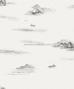 Papel tapiz de paisaje de estilo chino remoto, pintura de tinta de barco solitario, chinería - Product Image 4
