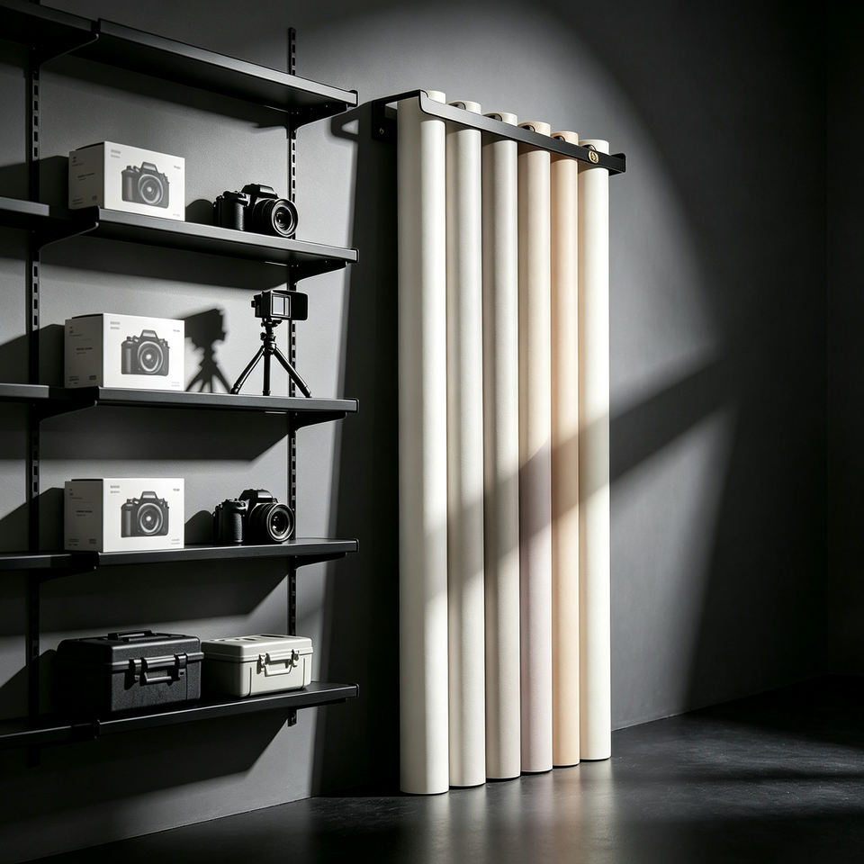 Studio Grade Metal Background Paper Dispenser Rack with Secure Slot ...