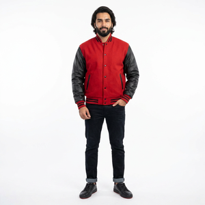 Custom Design Plain Navy <b>White</b> Varsity <b>Jacket</b> with Vegas Gold <b>White</b> Stripes 100% Cotton Stand Collar Front Logo Unisex - Product Image 1