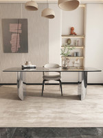Table à manger de luxe haut de gamme en verre trempé minimaliste italien pour 6 personnes avec combinaison de chaises