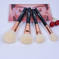 Ensemble de pinceaux de maquillage pour le visage et le correcteur Dongshen, 13 pièces, poils de chèvre naturels de luxe, virole en or rose, manche en bois