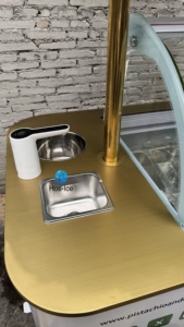 Nouveau chariot de luxe doré 2026 pour crème glacée avec congélateur, logo et auvent personnalisables, chariot mobile de vente alimentaire pour les activités de rue - Product Image 5