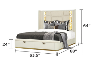 Antique Style 5 <b>Pc</b> Queen Upholstered Bedroom <b>Set</b> for Hotel Use Made with Wood and Gold Accents in Beige - Product Image 4